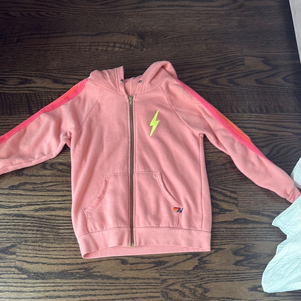 Kids Pink Hoodie with Lightning Bolt